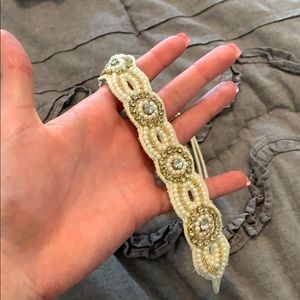 Cream rhinestone headband
